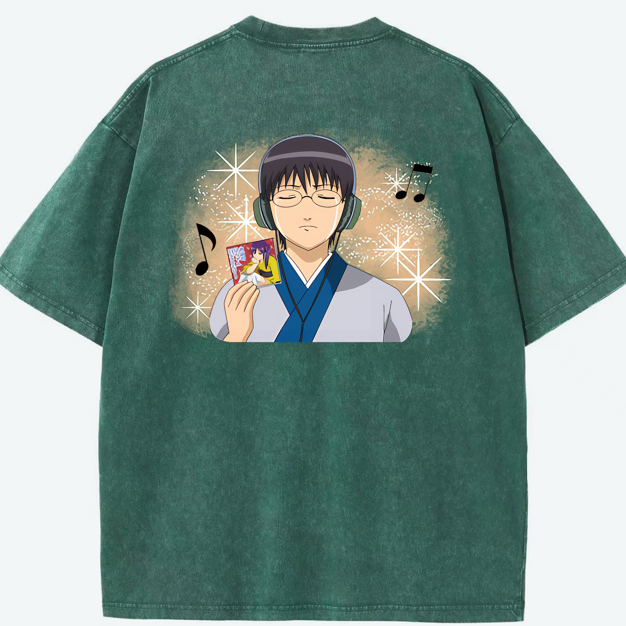 （画像用） ぎんたま 坂田銀時（さかたぎんとき） 神楽 志村新八（しむら しんぱち） GINTAMA Sakata Gintoki Kagura Shimura Shinpachi 綿100% ヴィンテージ風 半袖Tシャツ（背面プリント）